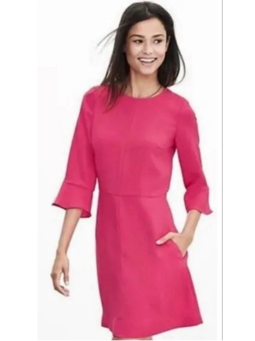 Banana Republic dress 3/4 sleeves pink barbicore Polly pocket dollcore kidcore 2